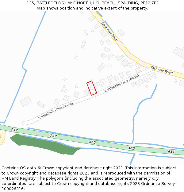 135, BATTLEFIELDS LANE NORTH, HOLBEACH, SPALDING, PE12 7PF: Location map and indicative extent of plot