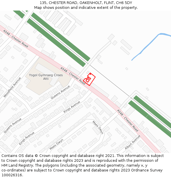 135, CHESTER ROAD, OAKENHOLT, FLINT, CH6 5DY: Location map and indicative extent of plot