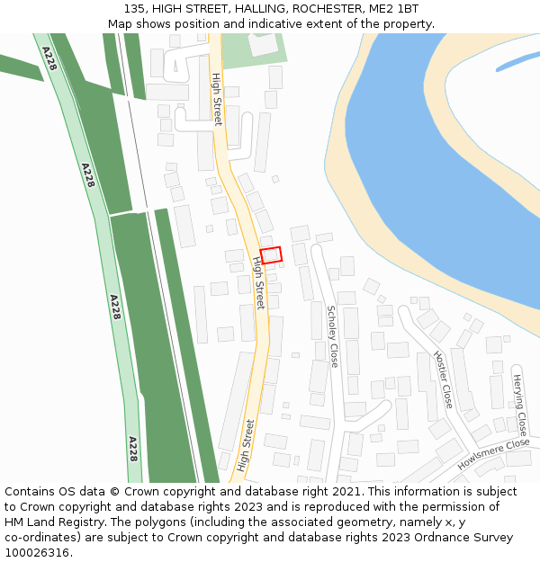 135, HIGH STREET, HALLING, ROCHESTER, ME2 1BT: Location map and indicative extent of plot