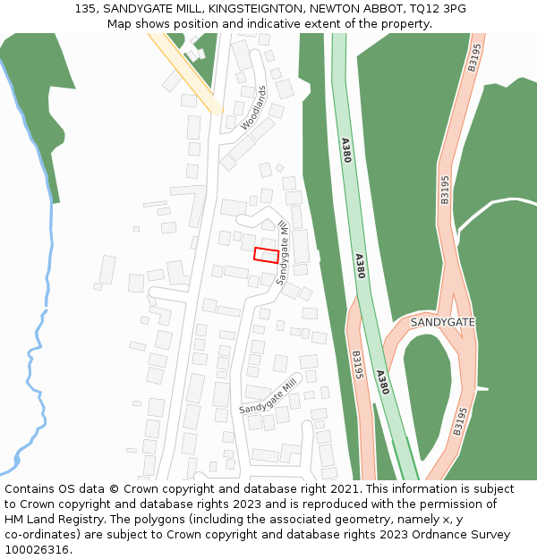 135, SANDYGATE MILL, KINGSTEIGNTON, NEWTON ABBOT, TQ12 3PG: Location map and indicative extent of plot