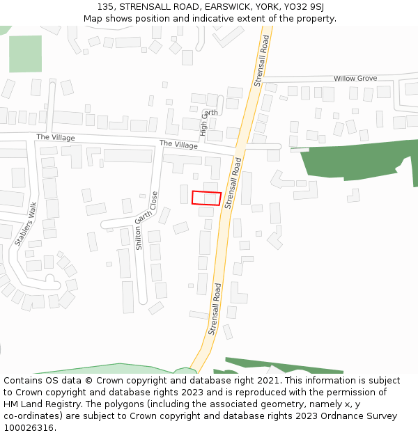 135, STRENSALL ROAD, EARSWICK, YORK, YO32 9SJ: Location map and indicative extent of plot