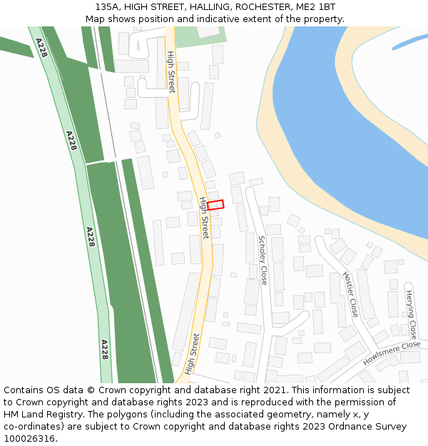 135A, HIGH STREET, HALLING, ROCHESTER, ME2 1BT: Location map and indicative extent of plot