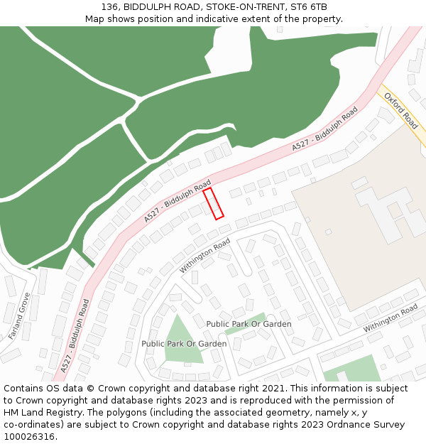 136, BIDDULPH ROAD, STOKE-ON-TRENT, ST6 6TB: Location map and indicative extent of plot