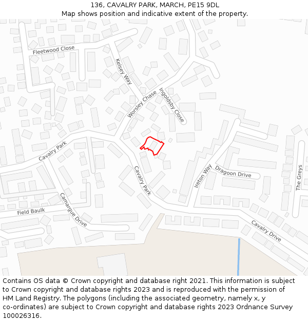 136, CAVALRY PARK, MARCH, PE15 9DL: Location map and indicative extent of plot