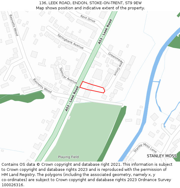 136, LEEK ROAD, ENDON, STOKE-ON-TRENT, ST9 9EW: Location map and indicative extent of plot