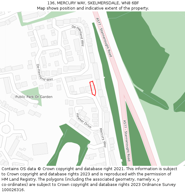 136, MERCURY WAY, SKELMERSDALE, WN8 6BF: Location map and indicative extent of plot