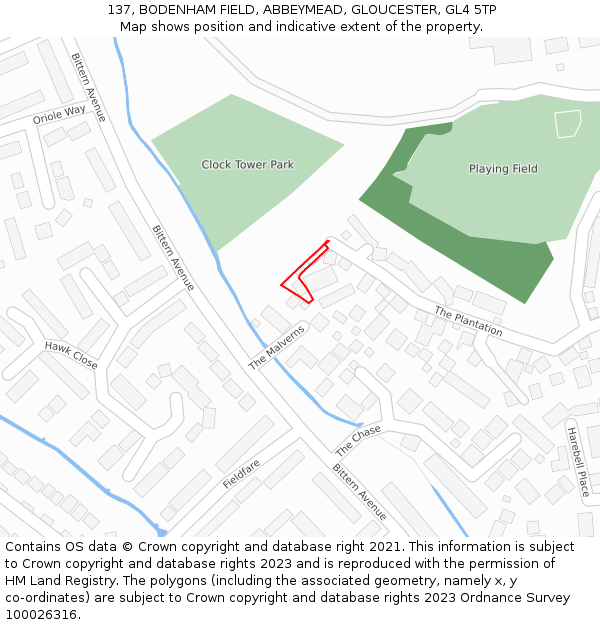 137, BODENHAM FIELD, ABBEYMEAD, GLOUCESTER, GL4 5TP: Location map and indicative extent of plot