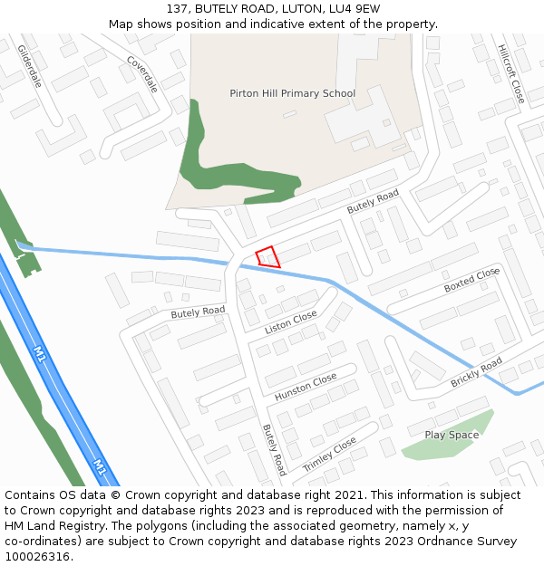 137, BUTELY ROAD, LUTON, LU4 9EW: Location map and indicative extent of plot