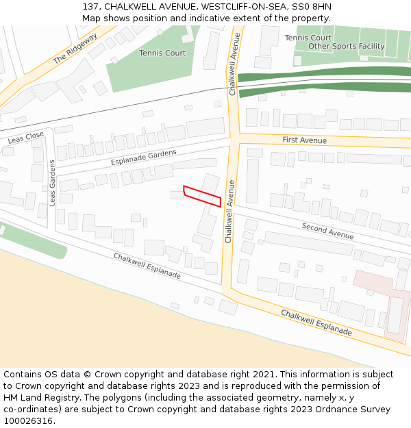 137, CHALKWELL AVENUE, WESTCLIFF-ON-SEA, SS0 8HN: Location map and indicative extent of plot