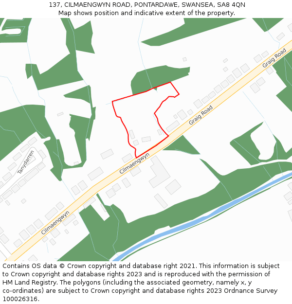 137, CILMAENGWYN ROAD, PONTARDAWE, SWANSEA, SA8 4QN: Location map and indicative extent of plot