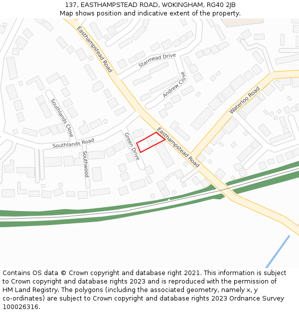 137, EASTHAMPSTEAD ROAD, WOKINGHAM, RG40 2JB: Location map and indicative extent of plot