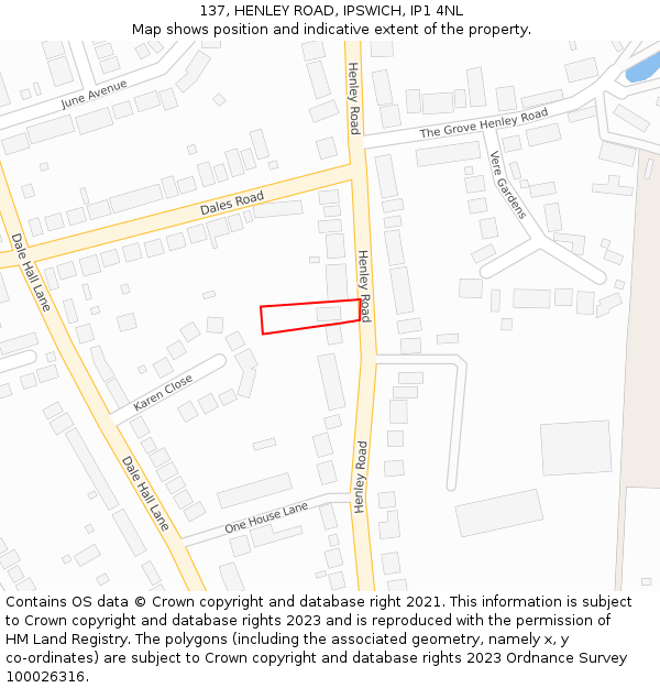 137, HENLEY ROAD, IPSWICH, IP1 4NL: Location map and indicative extent of plot