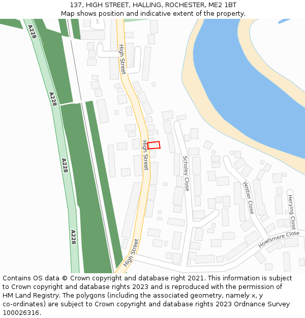 137, HIGH STREET, HALLING, ROCHESTER, ME2 1BT: Location map and indicative extent of plot