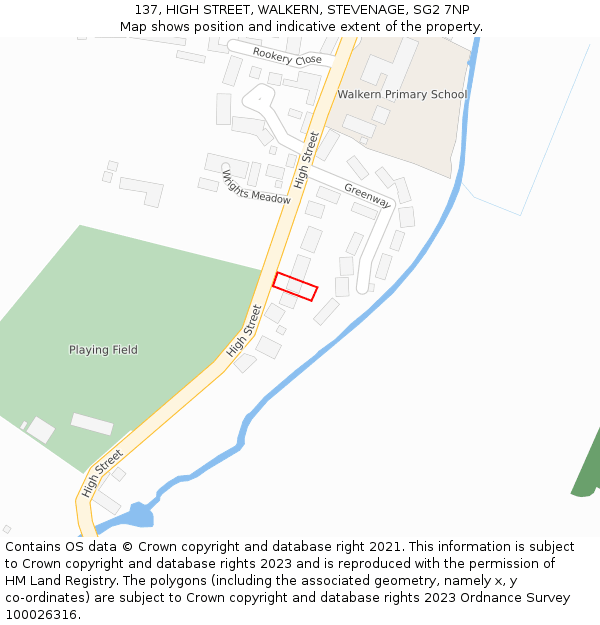 137, HIGH STREET, WALKERN, STEVENAGE, SG2 7NP: Location map and indicative extent of plot