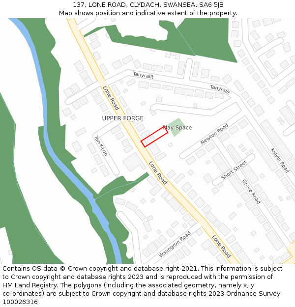137, LONE ROAD, CLYDACH, SWANSEA, SA6 5JB: Location map and indicative extent of plot