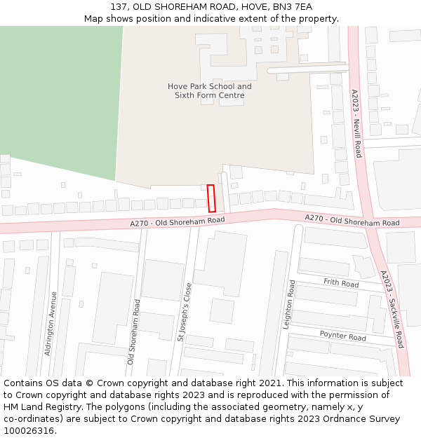 137, OLD SHOREHAM ROAD, HOVE, BN3 7EA: Location map and indicative extent of plot