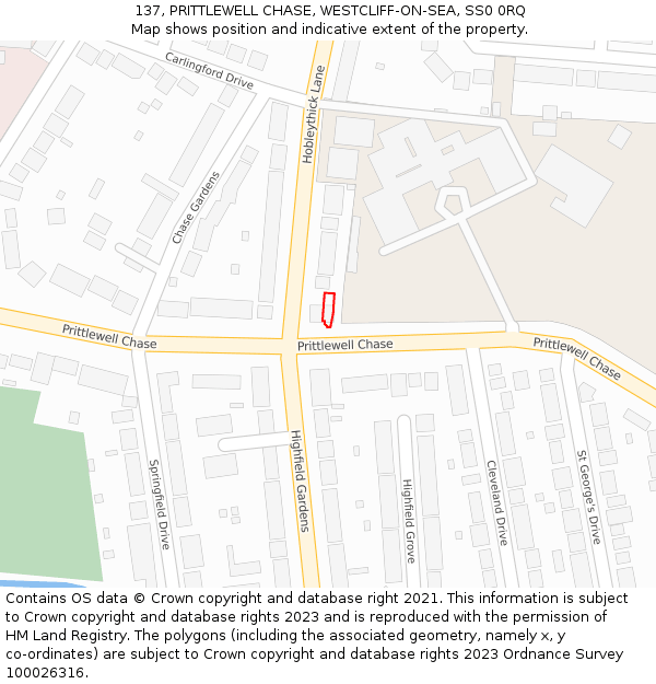 137, PRITTLEWELL CHASE, WESTCLIFF-ON-SEA, SS0 0RQ: Location map and indicative extent of plot