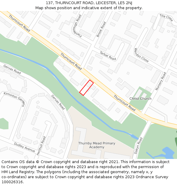 137, THURNCOURT ROAD, LEICESTER, LE5 2NJ: Location map and indicative extent of plot