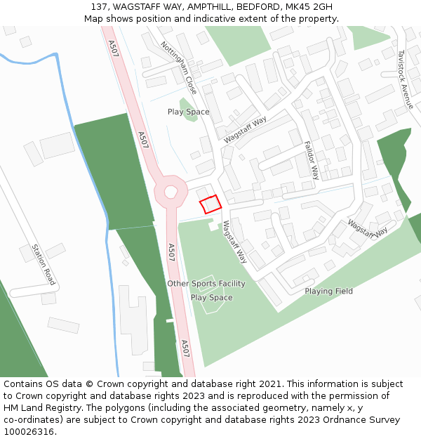 137, WAGSTAFF WAY, AMPTHILL, BEDFORD, MK45 2GH: Location map and indicative extent of plot