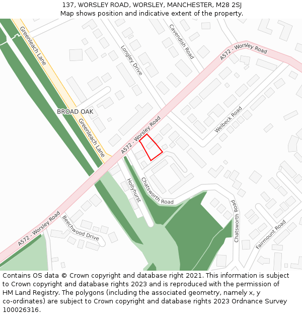 137, WORSLEY ROAD, WORSLEY, MANCHESTER, M28 2SJ: Location map and indicative extent of plot