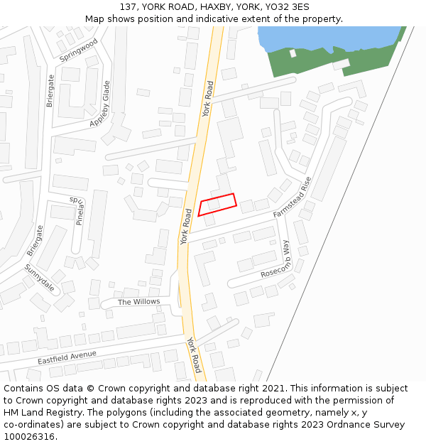 137, YORK ROAD, HAXBY, YORK, YO32 3ES: Location map and indicative extent of plot