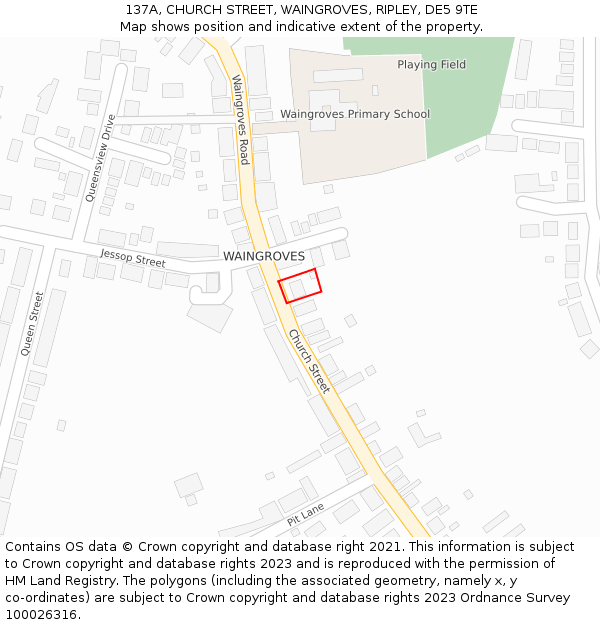 137A, CHURCH STREET, WAINGROVES, RIPLEY, DE5 9TE: Location map and indicative extent of plot