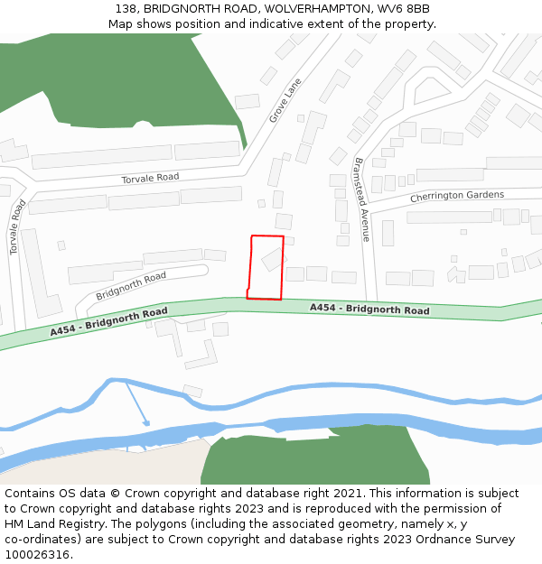 138, BRIDGNORTH ROAD, WOLVERHAMPTON, WV6 8BB: Location map and indicative extent of plot