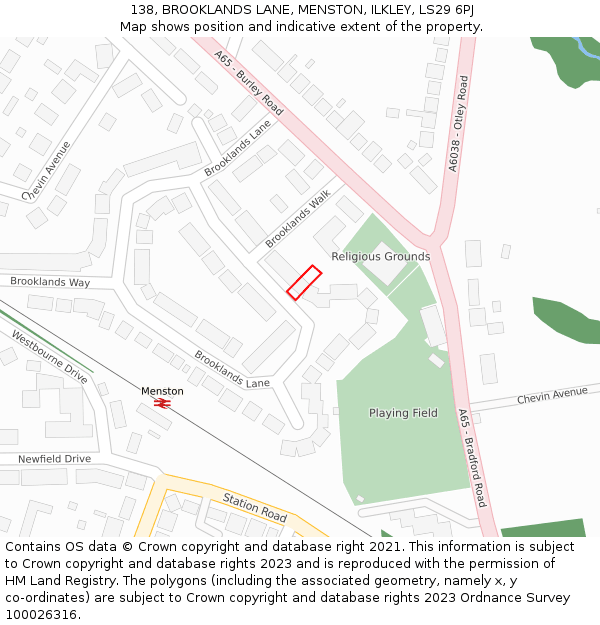 138, BROOKLANDS LANE, MENSTON, ILKLEY, LS29 6PJ: Location map and indicative extent of plot