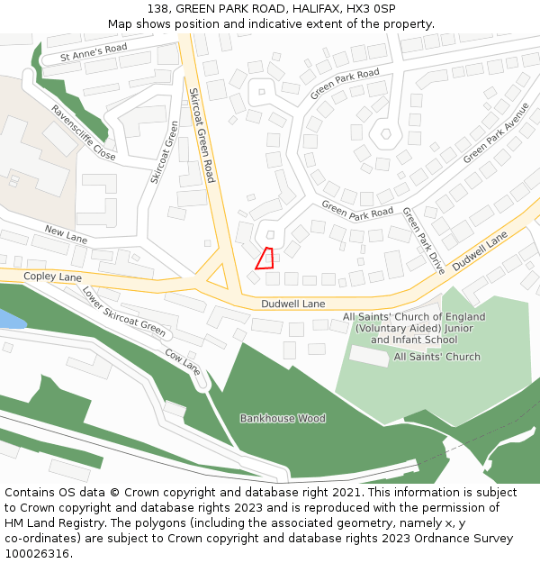 138, GREEN PARK ROAD, HALIFAX, HX3 0SP: Location map and indicative extent of plot