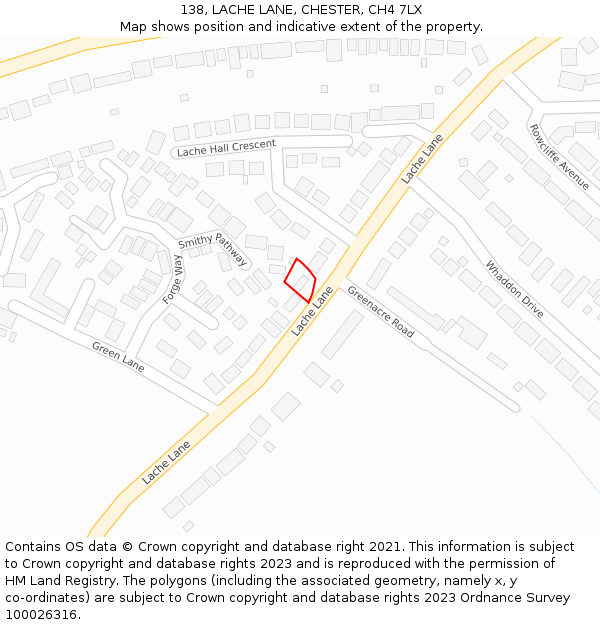 138, LACHE LANE, CHESTER, CH4 7LX: Location map and indicative extent of plot