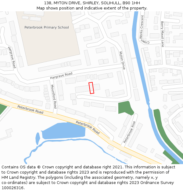 138, MYTON DRIVE, SHIRLEY, SOLIHULL, B90 1HH: Location map and indicative extent of plot