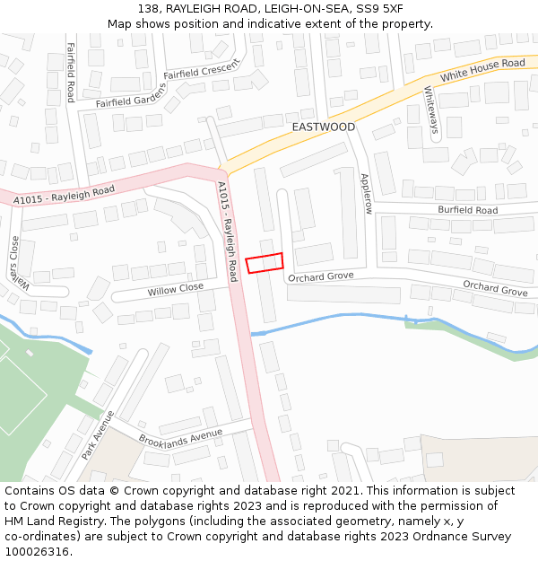 138, RAYLEIGH ROAD, LEIGH-ON-SEA, SS9 5XF: Location map and indicative extent of plot