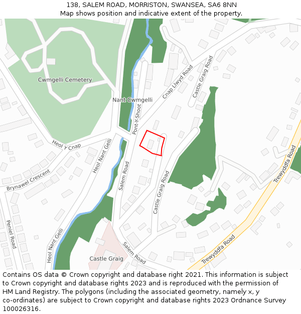 138, SALEM ROAD, MORRISTON, SWANSEA, SA6 8NN: Location map and indicative extent of plot