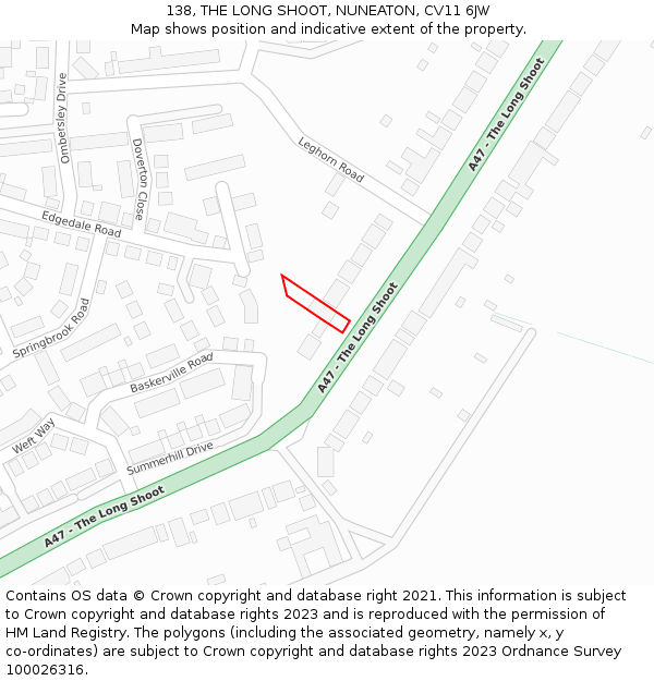 138, THE LONG SHOOT, NUNEATON, CV11 6JW: Location map and indicative extent of plot