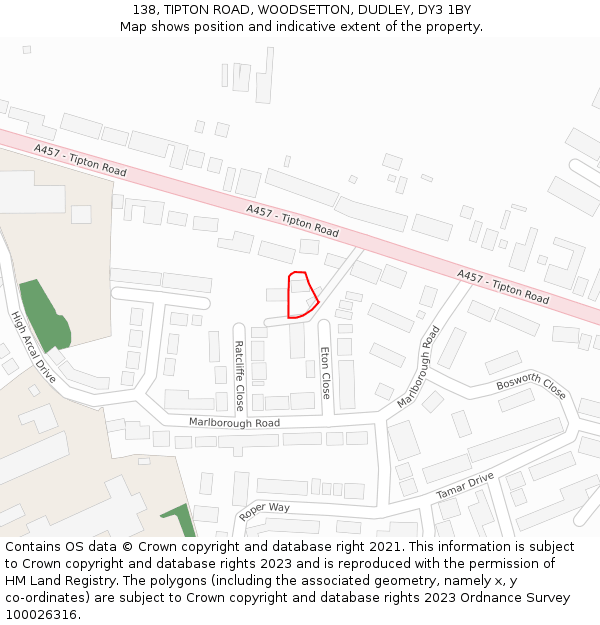 138, TIPTON ROAD, WOODSETTON, DUDLEY, DY3 1BY: Location map and indicative extent of plot