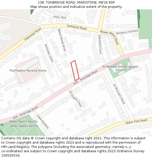 138, TONBRIDGE ROAD, MAIDSTONE, ME16 8SP: Location map and indicative extent of plot