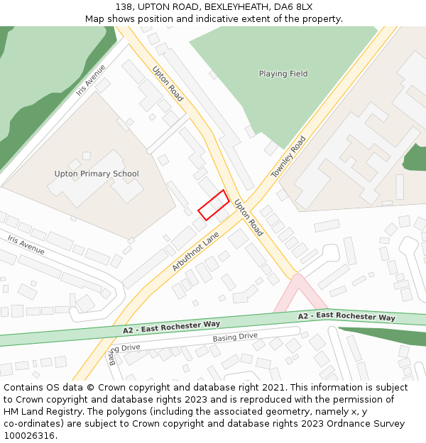 138, UPTON ROAD, BEXLEYHEATH, DA6 8LX: Location map and indicative extent of plot