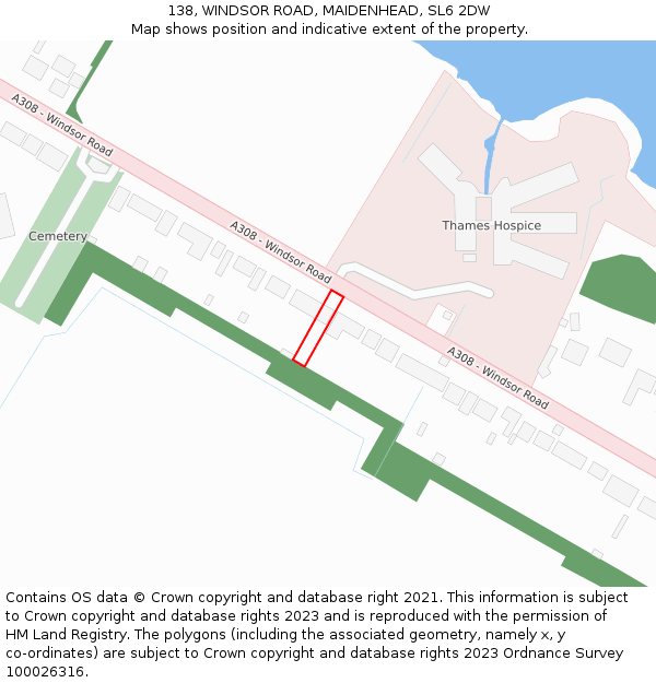 138, WINDSOR ROAD, MAIDENHEAD, SL6 2DW: Location map and indicative extent of plot