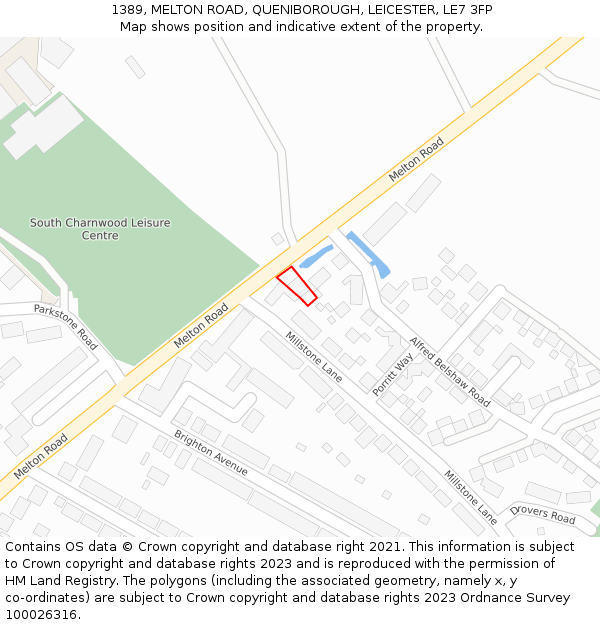 1389, MELTON ROAD, QUENIBOROUGH, LEICESTER, LE7 3FP: Location map and indicative extent of plot