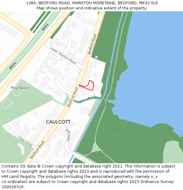 138A, BEDFORD ROAD, MARSTON MORETAINE, BEDFORD, MK43 0LE: Location map and indicative extent of plot