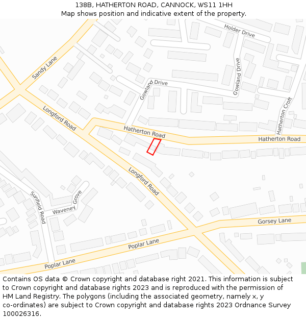 138B, HATHERTON ROAD, CANNOCK, WS11 1HH: Location map and indicative extent of plot