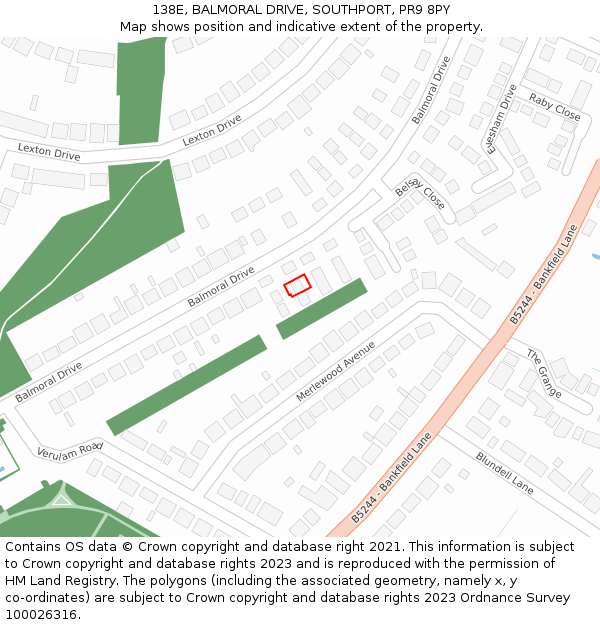 138E, BALMORAL DRIVE, SOUTHPORT, PR9 8PY: Location map and indicative extent of plot