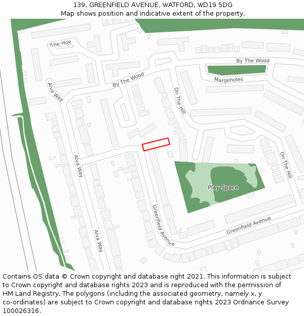 139, GREENFIELD AVENUE, WATFORD, WD19 5DG: Location map and indicative extent of plot