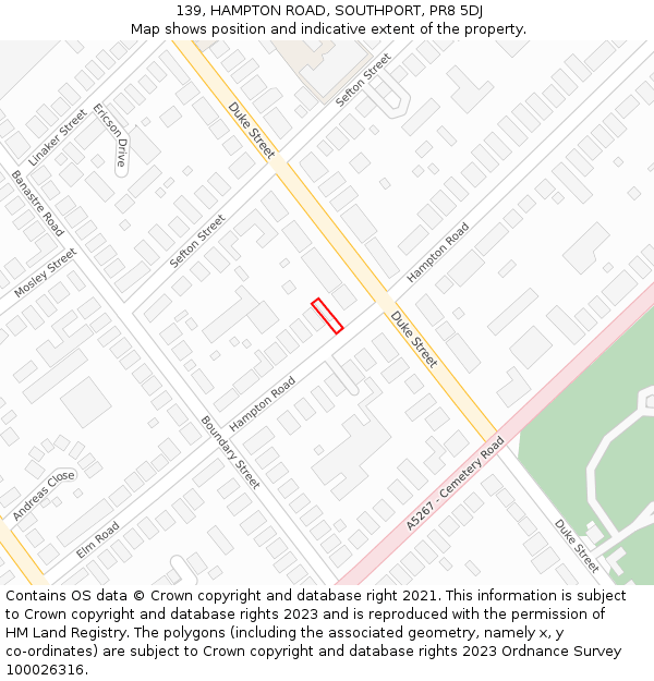 139, HAMPTON ROAD, SOUTHPORT, PR8 5DJ: Location map and indicative extent of plot