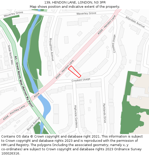 139, HENDON LANE, LONDON, N3 3PR: Location map and indicative extent of plot