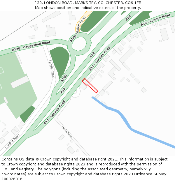 139, LONDON ROAD, MARKS TEY, COLCHESTER, CO6 1EB: Location map and indicative extent of plot