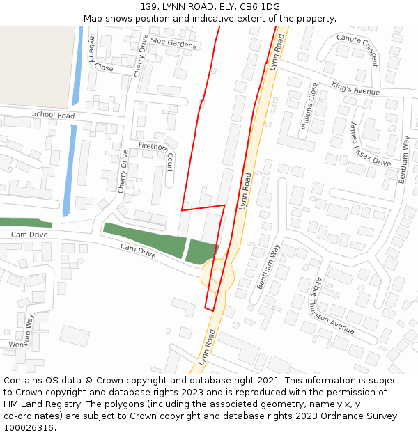 139, LYNN ROAD, ELY, CB6 1DG: Location map and indicative extent of plot