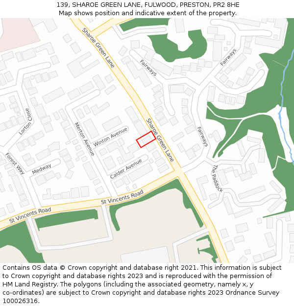 139, SHAROE GREEN LANE, FULWOOD, PRESTON, PR2 8HE: Location map and indicative extent of plot