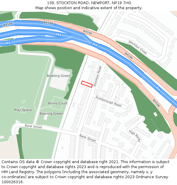 139, STOCKTON ROAD, NEWPORT, NP19 7HG: Location map and indicative extent of plot