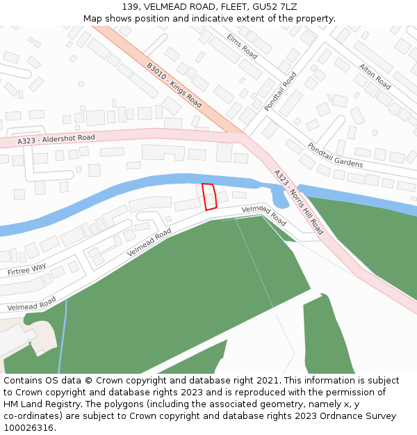 139, VELMEAD ROAD, FLEET, GU52 7LZ: Location map and indicative extent of plot